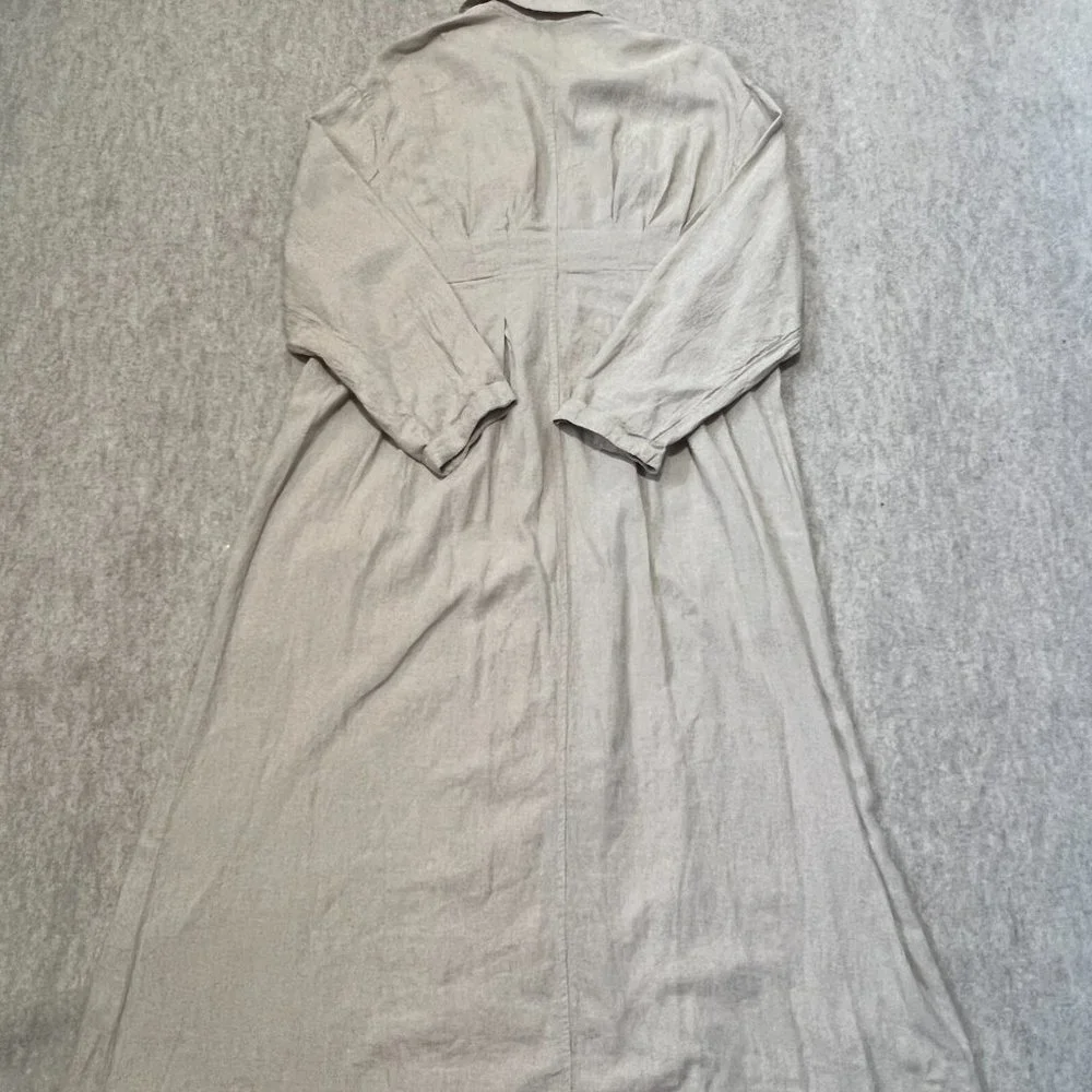 Free People Sweet Melody Trench Coat Size XS Natural Beige Linen Blend Duster - Picture 3 of 12